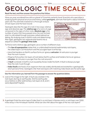 Geologic Time Review Answer Key