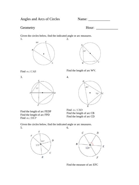 Geometry Arcs And Angles