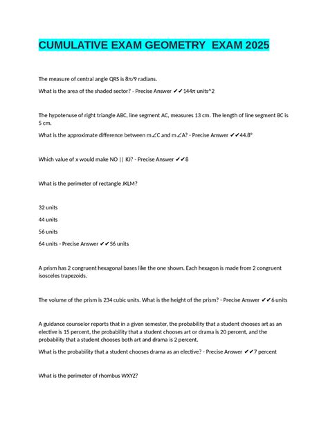 Geometry B Cumulative Exam