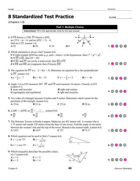 Geometry Chaper 11 Standardized Test Prep