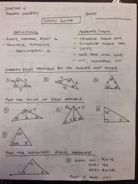 Geometry Chapter 4 Study Guide
