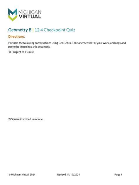 geometry checkpoint quiz answers