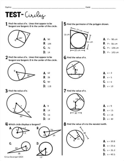 Geometry Circles Test