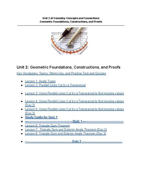 Geometry Connections Volume 2 Unit 9 Answers