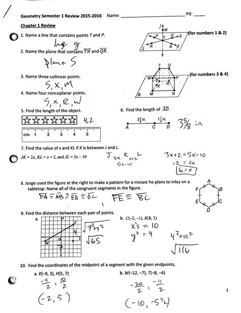 Geometry Lesson 1 3 Practice B Answers