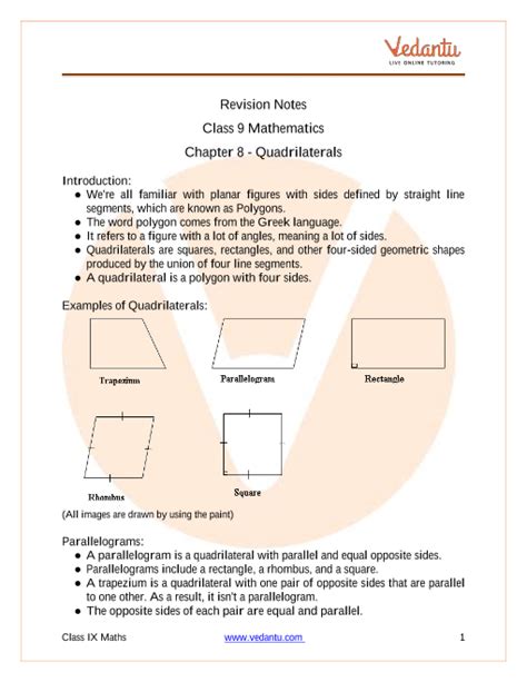 Geometry Notes Chapter 8 Quadrilaterals Dan