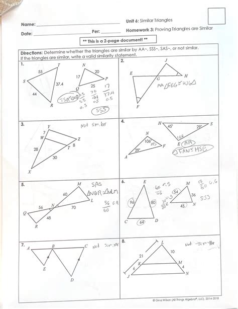 Geometry Packet Answers