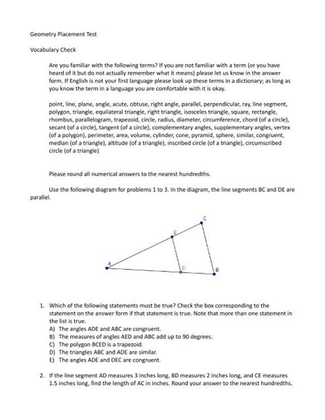 Geometry Placement Test