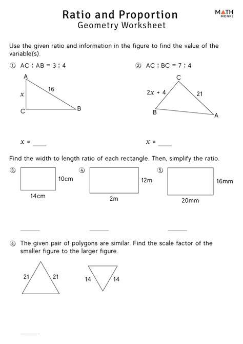 geometry practice ratios and proportions answers