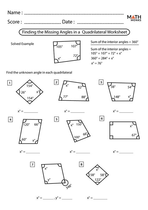 Geometry Quadrilateral Worksheet