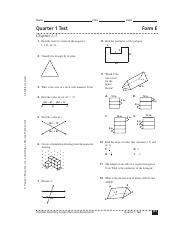 Geometry Quarter 1 Test Pearson Form