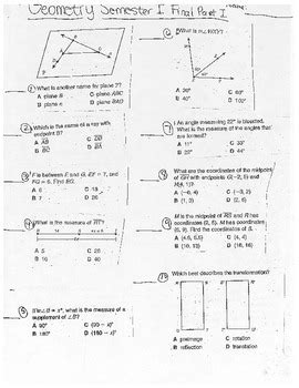 Geometry Semester 1 Exam Study Guide