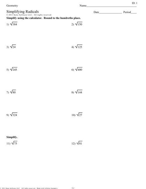 Geometry Simplifying Radicals