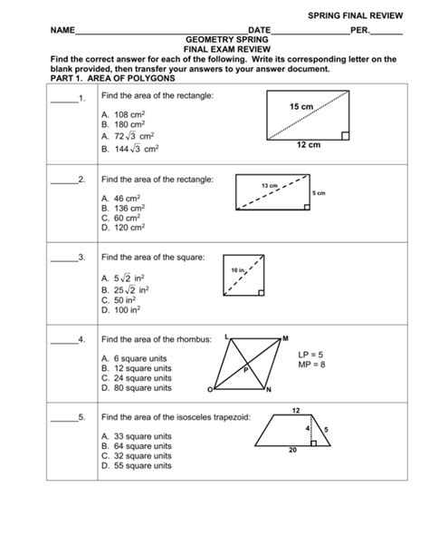 Geometry Spring 2009 Final Answers