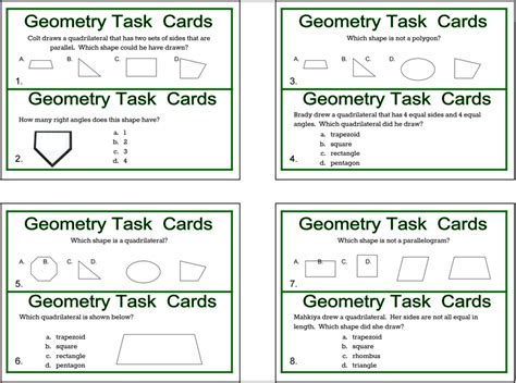 Geometry Task Cards Amp Game Math Review Fun 5th Grade Geometry Activities - 5th Grade Geometry Activities