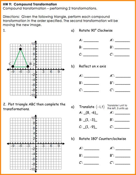 Geometry Transformation Composition Worksheet Answer Key 7th Grade Mathematics Transformations Worksheet - 7th Grade Mathematics Transformations Worksheet