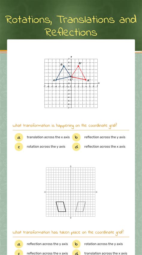 Geometry Transformation Worksheet Reflection Translation Rotation Transformation Geometry Worksheet - Transformation Geometry Worksheet