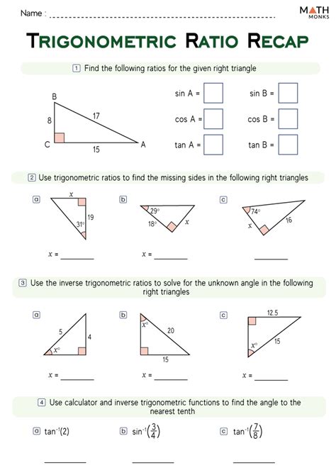 geometry trigonometric ratios answer key