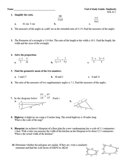 Geometry Unit 6 Mid Unit Review