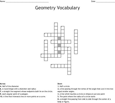 Geometry Vocabulary Crossword Puzzle Printable Printable Math Crossword Puzzles Geometry Terms Answers - Math Crossword Puzzles Geometry Terms Answers