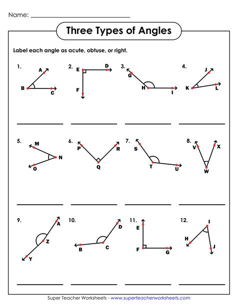 Geometry Worksheets Angles Worksheets Types Of Angles Geometry Worksheet - Types Of Angles Geometry Worksheet