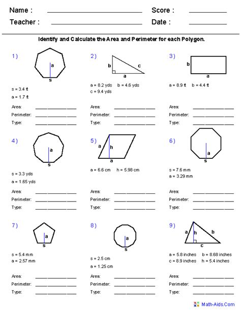 Geometry Worksheets Area Worksheets Math Aids Com Area Perimeter Worksheet - Area Perimeter Worksheet
