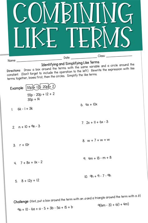 Geometry Worksheets Combining Like Terms Perimeter Worksheet - Combining Like Terms Perimeter Worksheet