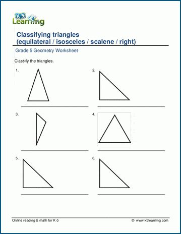 Geometry Worksheets K5 Learning Triangles Geometry Worksheet - Triangles Geometry Worksheet