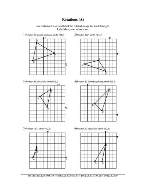 Geometry Worksheets Math Drills Rotations Geometry Worksheet - Rotations Geometry Worksheet