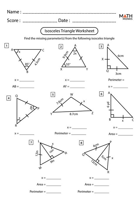Geometry Worksheets Math Drills Triangle Measurements Worksheet - Triangle Measurements Worksheet