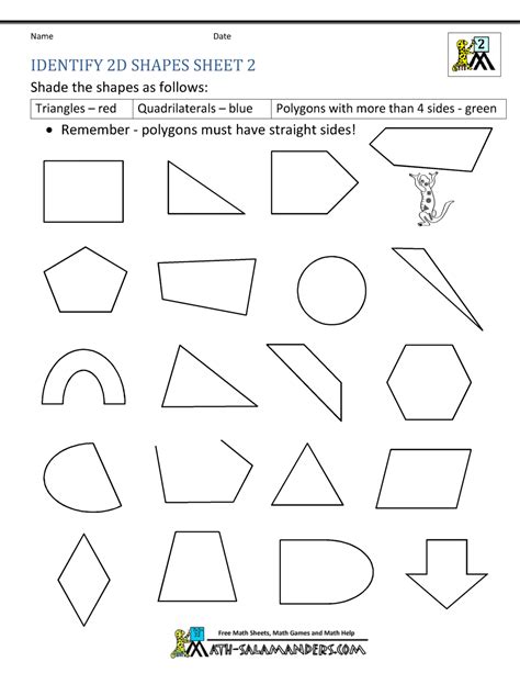 Geometry Worksheets Math Salamanders Geometric Shapes 3rd Grade Worksheet - Geometric Shapes 3rd Grade Worksheet