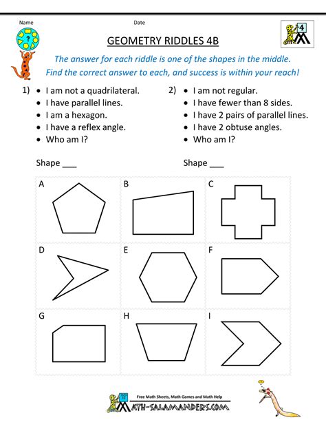 Geometry Worksheets Math Salamanders Geometry Worksheet 4th Grade - Geometry Worksheet 4th Grade