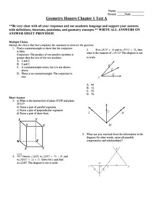Full Download Geometry Chapter 1 Test Form 2D Answers 