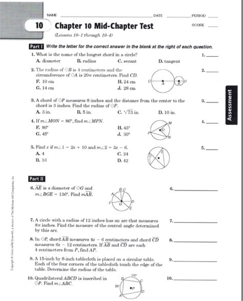 Download Geometry Chapter 10 Test Form 1 Answers 