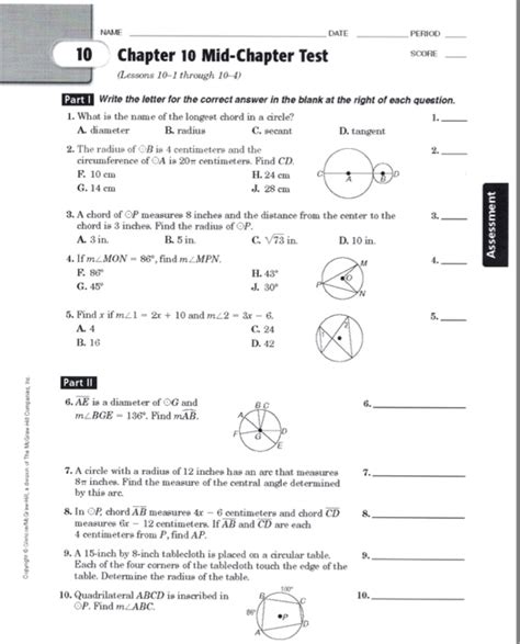 Read Geometry Chapter 10 Test Form 2D Answers 