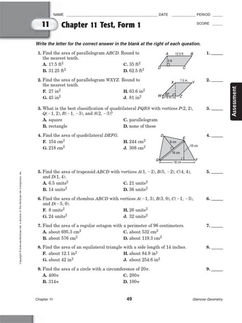 Read Geometry Chapter 11 Form A 