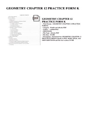 Read Geometry Chapter 12 Practice Form K 
