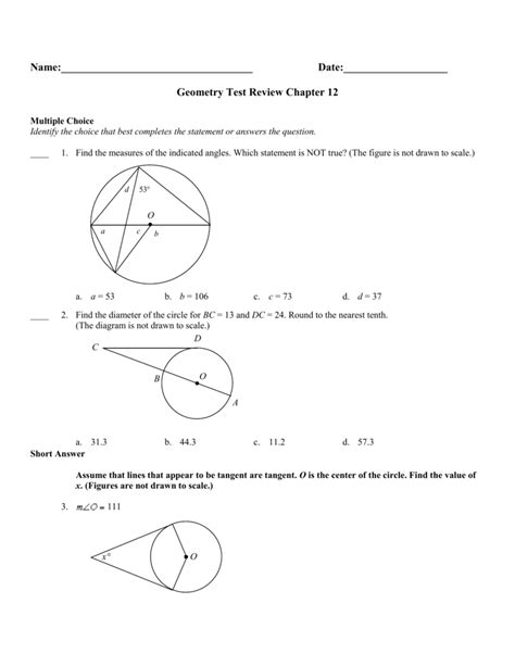 Read Online Geometry Chapter 12 Test Circles 
