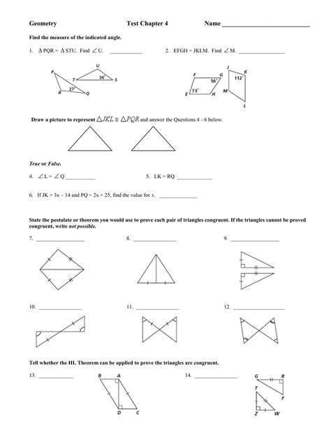 Read Geometry Chapter 4 Test 