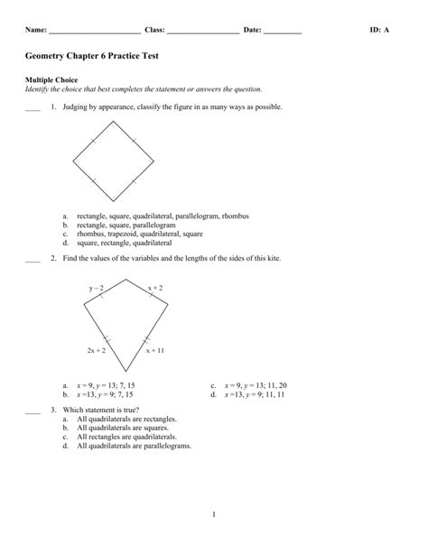 Read Online Geometry Chapter 6 Practice Test 