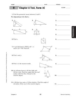 Download Geometry Chapter 8 Test Form 2C Answers 