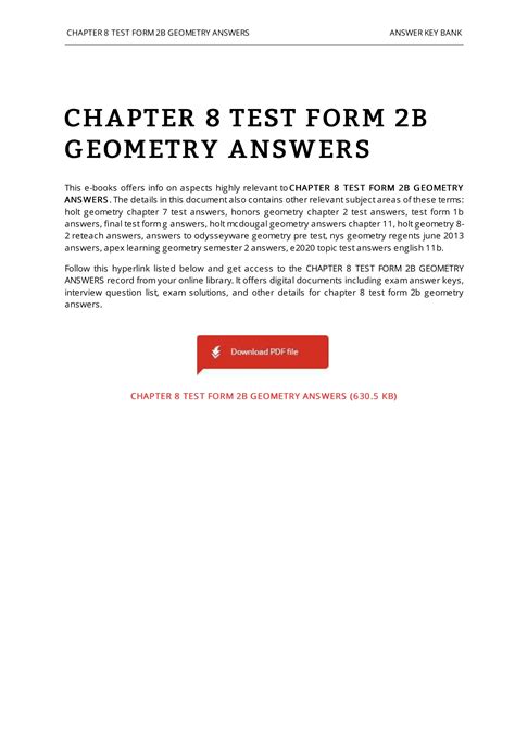 Download Geometry Chapter 8 Test Review Answers 