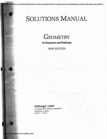 Full Download Geometry For Enjoyment And Challenge Solution Manual 