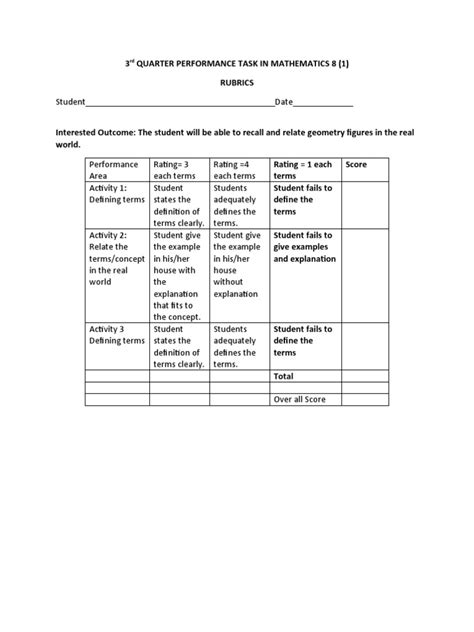 Read Geometry Performance Task Grade 1 