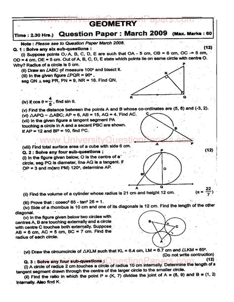 Read Online Geometry Question Paper Ssc 2012 
