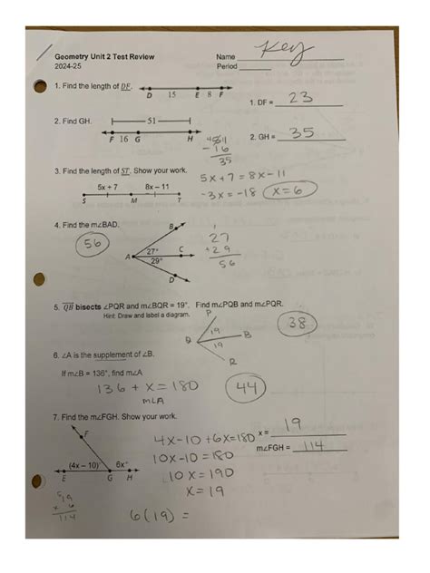 Read Geometry Unit 2 Test Review Answer Key 