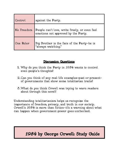 george orwell 1984 study guide answers