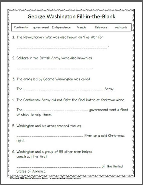 George Washington Sixth Grade Proofreading Worksheet - Sixth Grade Proofreading Worksheet