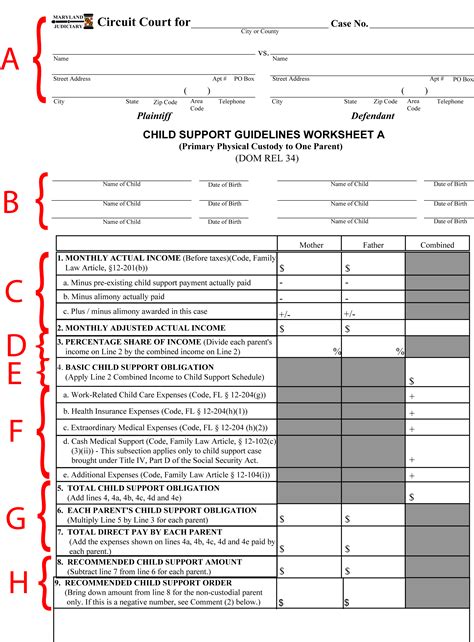 Georgia Child Support Worksheet Excel