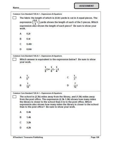 Georgia Common Core Math 7th Grade Test